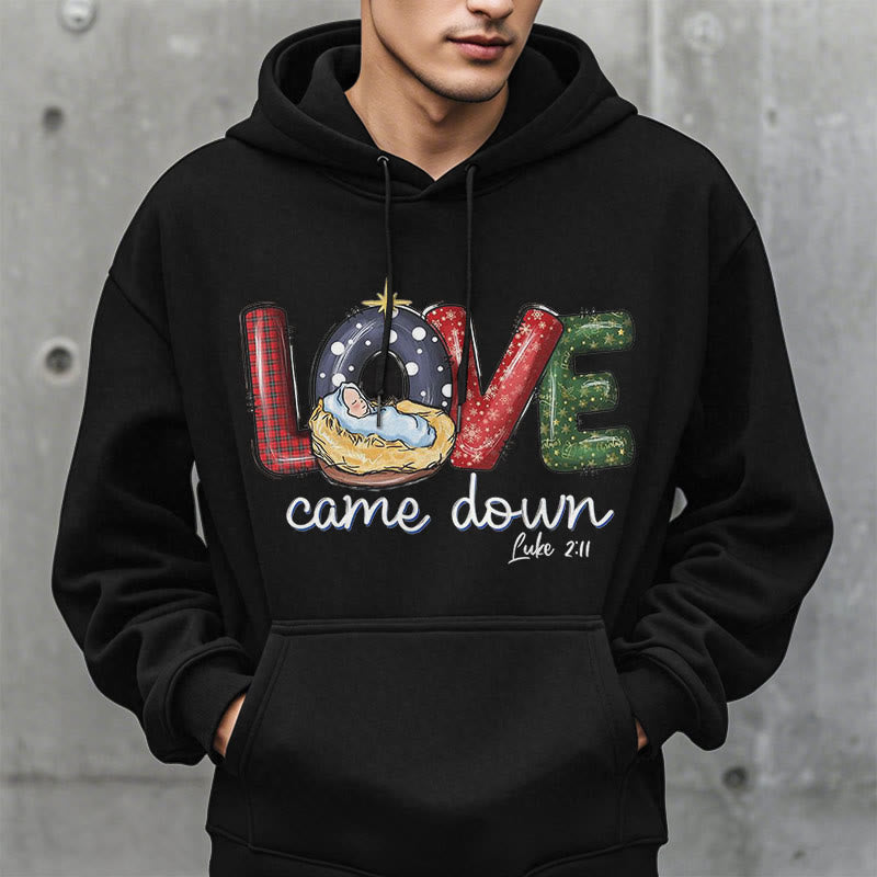 Christiandiscipleshop Colored Style Love Came Down Christmas Fleece Lined Polyester Hoodie