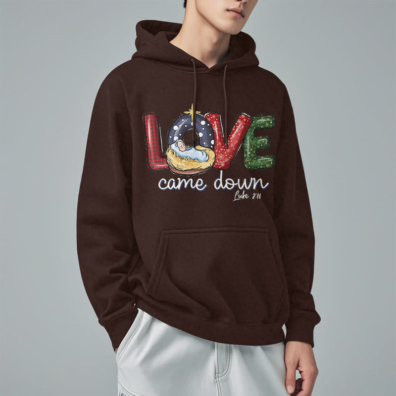 Christiandiscipleshop Colored Style Love Came Down Christmas Fleece Lined Polyester Hoodie