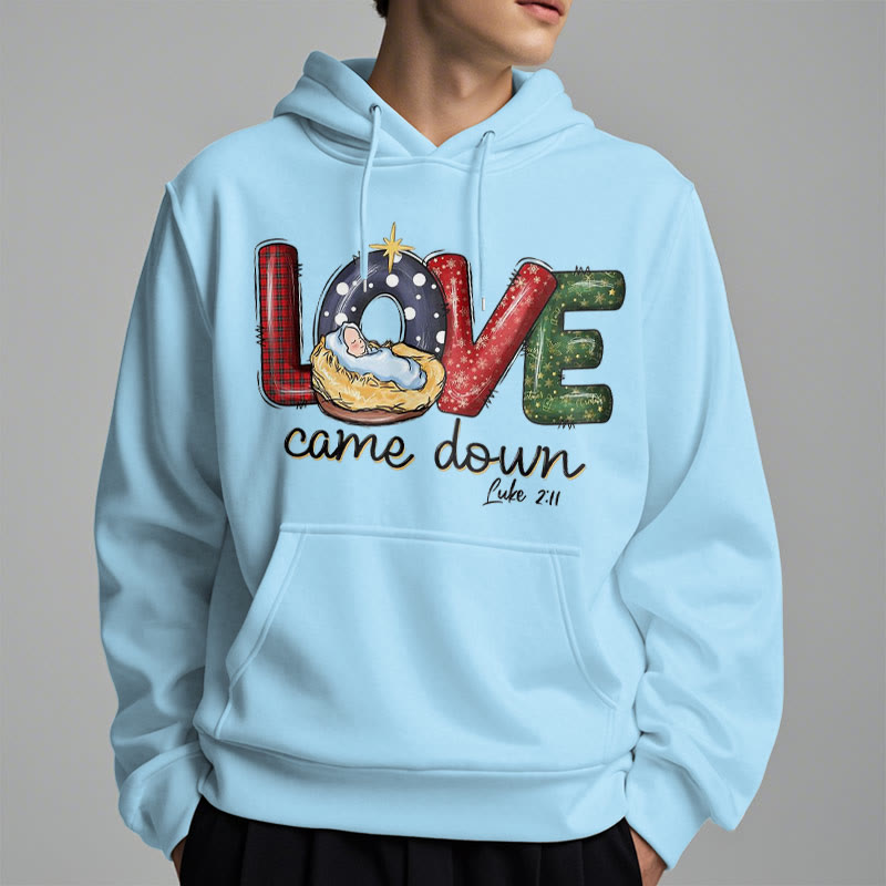 Christiandiscipleshop Colored Style Love Came Down Christmas Fleece Lined Polyester Hoodie