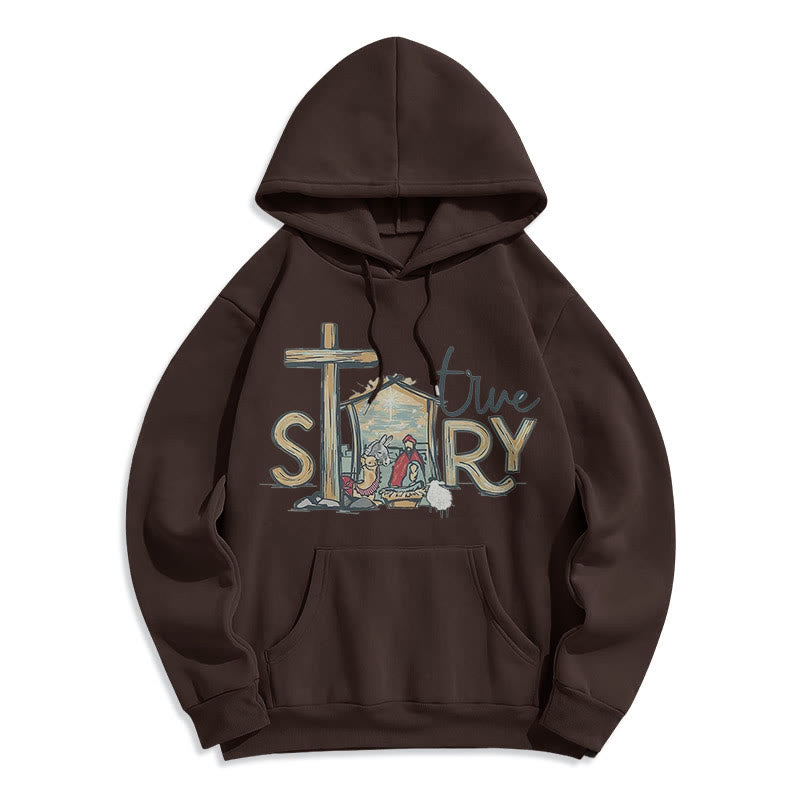 Christiandiscipleshop Modern Style True Story Nativity Scene Fleece Lined Polyester Hoodie