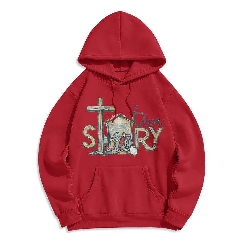 Christiandiscipleshop Modern Style True Story Nativity Scene Fleece Lined Polyester Hoodie