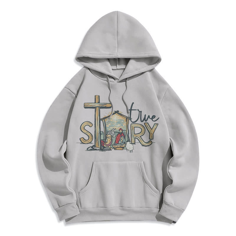 Christiandiscipleshop Modern Style True Story Nativity Scene Fleece Lined Polyester Hoodie