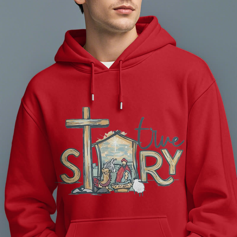 Christiandiscipleshop Modern Style True Story Nativity Scene Fleece Lined Polyester Hoodie