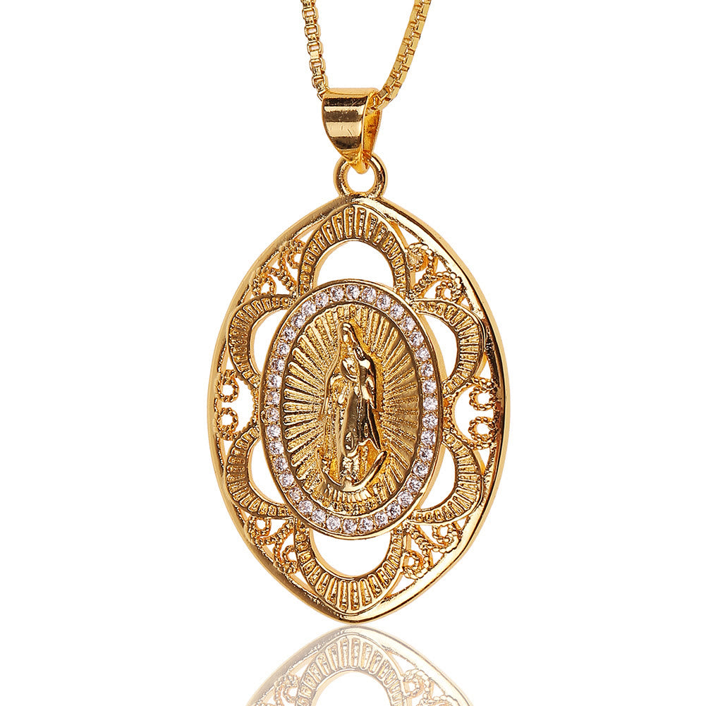 christiandiscipleshop Modern Style Our Lady of Guadalupe Oval Sacred Faith Necklace
