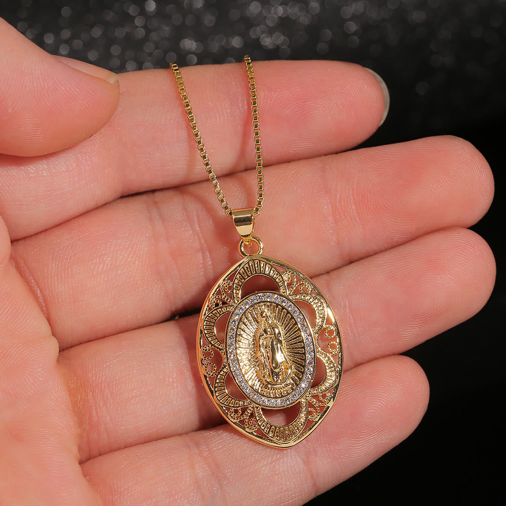christiandiscipleshop Modern Style Our Lady of Guadalupe Oval Sacred Faith Necklace