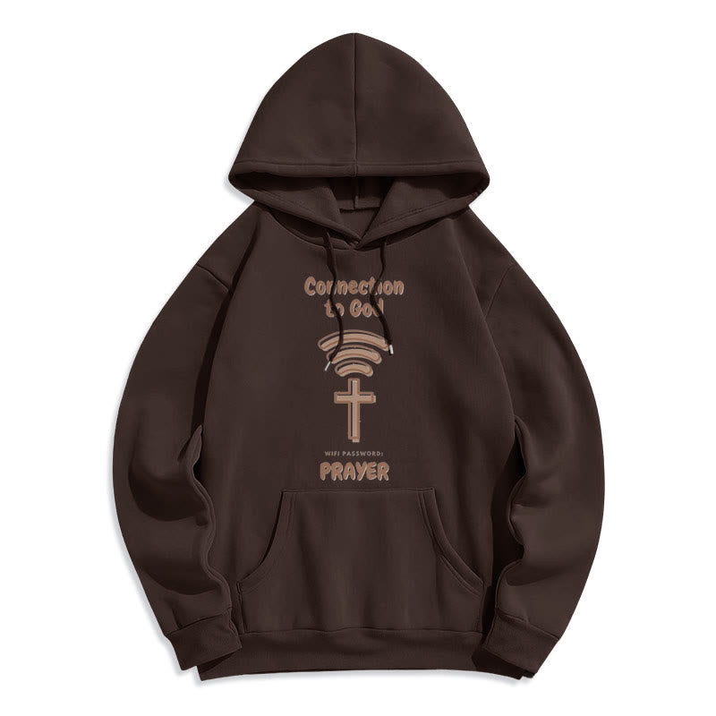 christiandiscipleshop Modern Style Prayer Connection To God Fleece Lined Polyester Hoodie