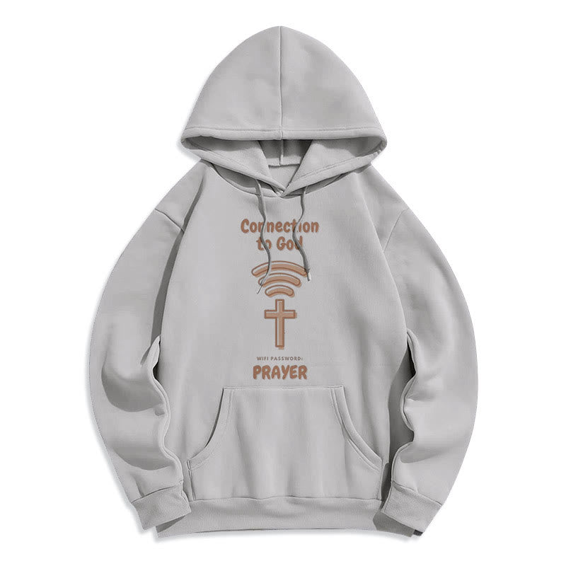 christiandiscipleshop Modern Style Prayer Connection To God Fleece Lined Polyester Hoodie
