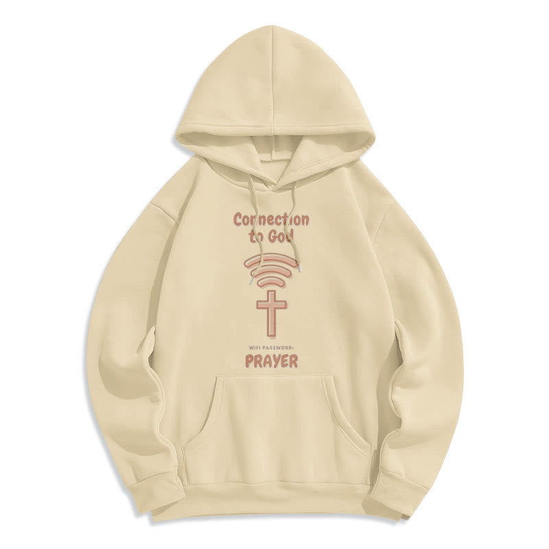 christiandiscipleshop Modern Style Prayer Connection To God Fleece Lined Polyester Hoodie