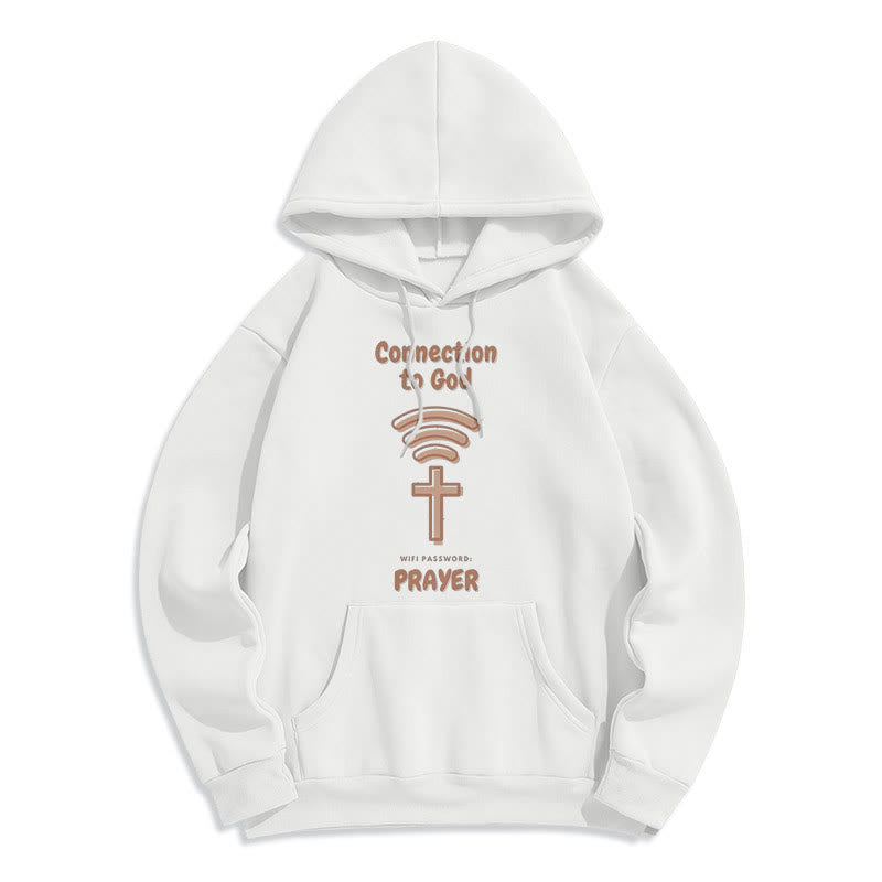 christiandiscipleshop Modern Style Prayer Connection To God Fleece Lined Polyester Hoodie