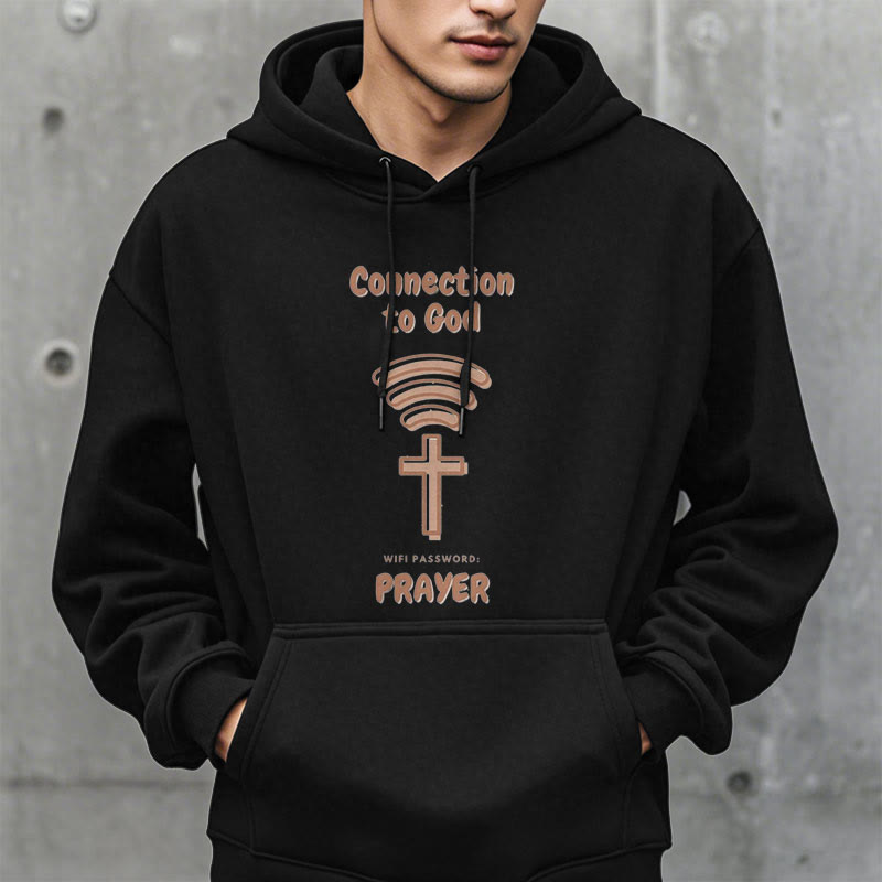 christiandiscipleshop Modern Style Prayer Connection To God Fleece Lined Polyester Hoodie