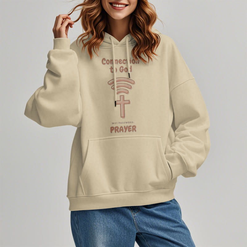 christiandiscipleshop Modern Style Prayer Connection To God Fleece Lined Polyester Hoodie