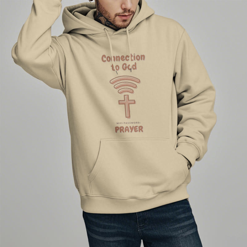 christiandiscipleshop Modern Style Prayer Connection To God Fleece Lined Polyester Hoodie