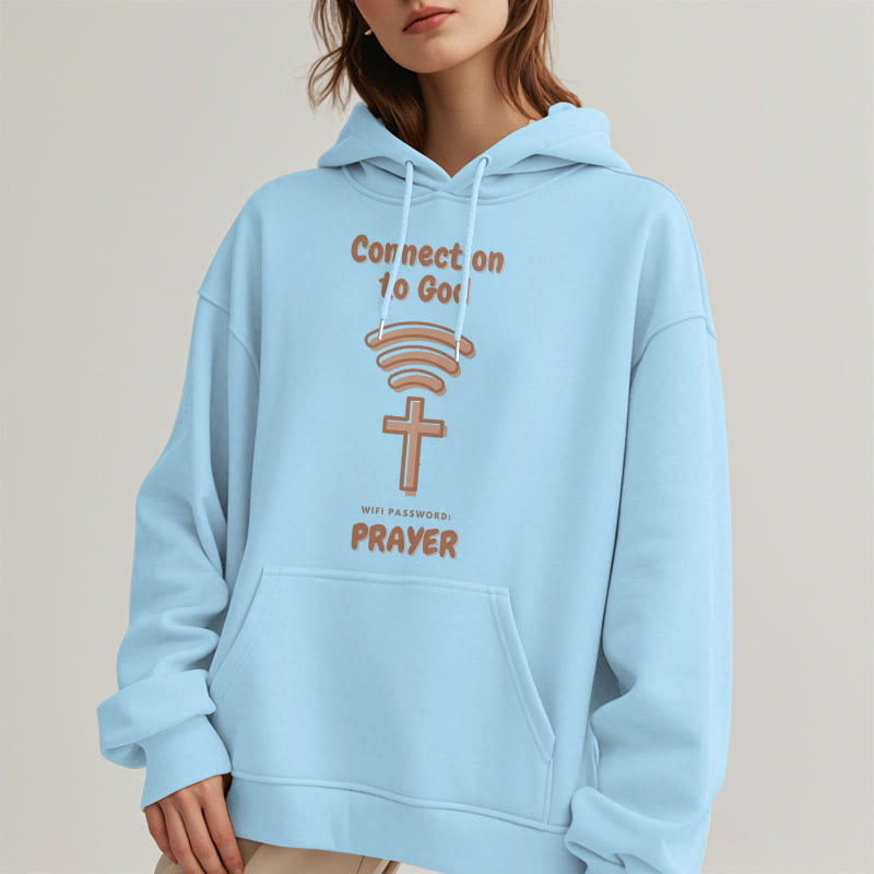 christiandiscipleshop Modern Style Prayer Connection To God Fleece Lined Polyester Hoodie