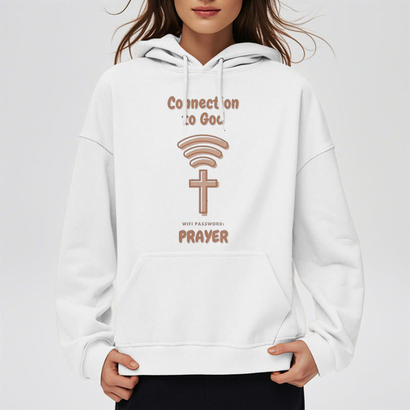 christiandiscipleshop Modern Style Prayer Connection To God Fleece Lined Polyester Hoodie