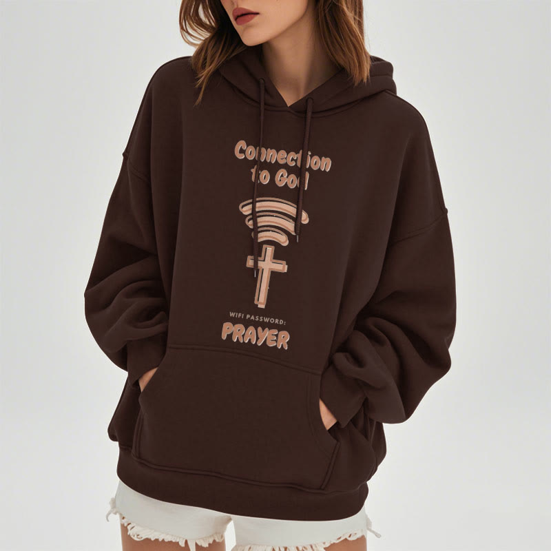 christiandiscipleshop Modern Style Prayer Connection To God Fleece Lined Polyester Hoodie