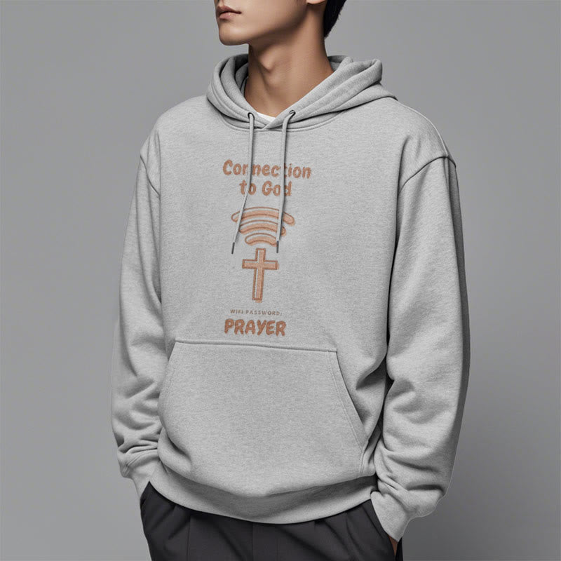 christiandiscipleshop Modern Style Prayer Connection To God Fleece Lined Polyester Hoodie