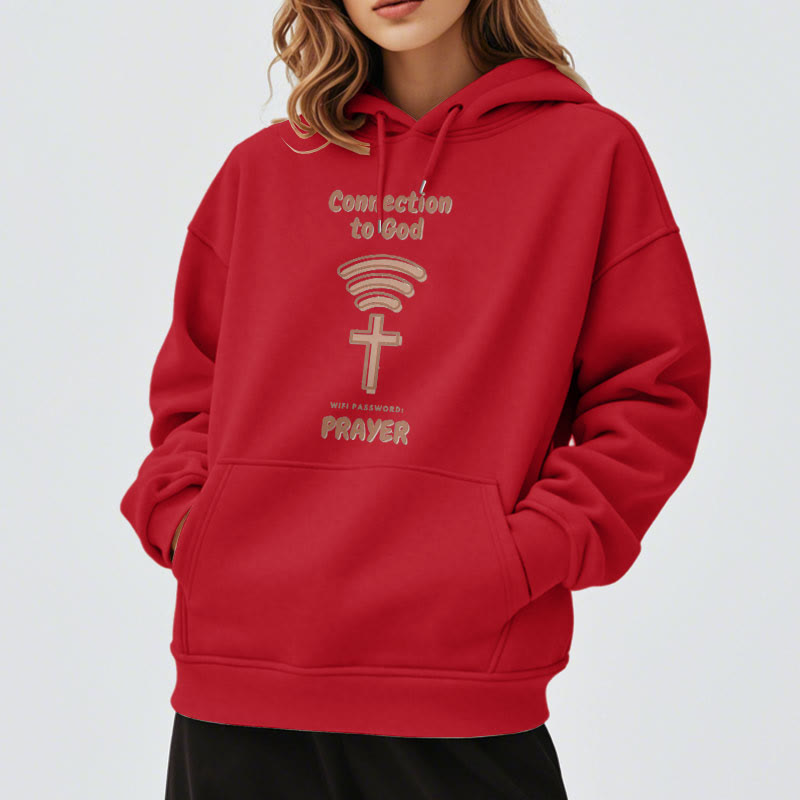 christiandiscipleshop Modern Style Prayer Connection To God Fleece Lined Polyester Hoodie
