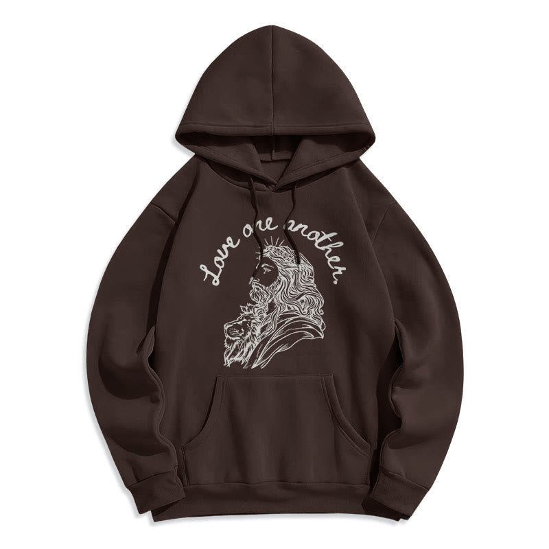 Christiandiscipleshop Classic Style Love One Another Jesus Fleece Lined Polyester Hoodie