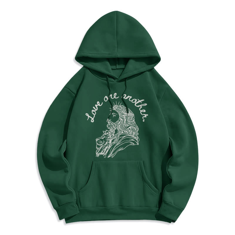 Christiandiscipleshop Classic Style Love One Another Jesus Fleece Lined Polyester Hoodie