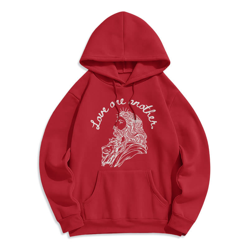 Christiandiscipleshop Classic Style Love One Another Jesus Fleece Lined Polyester Hoodie