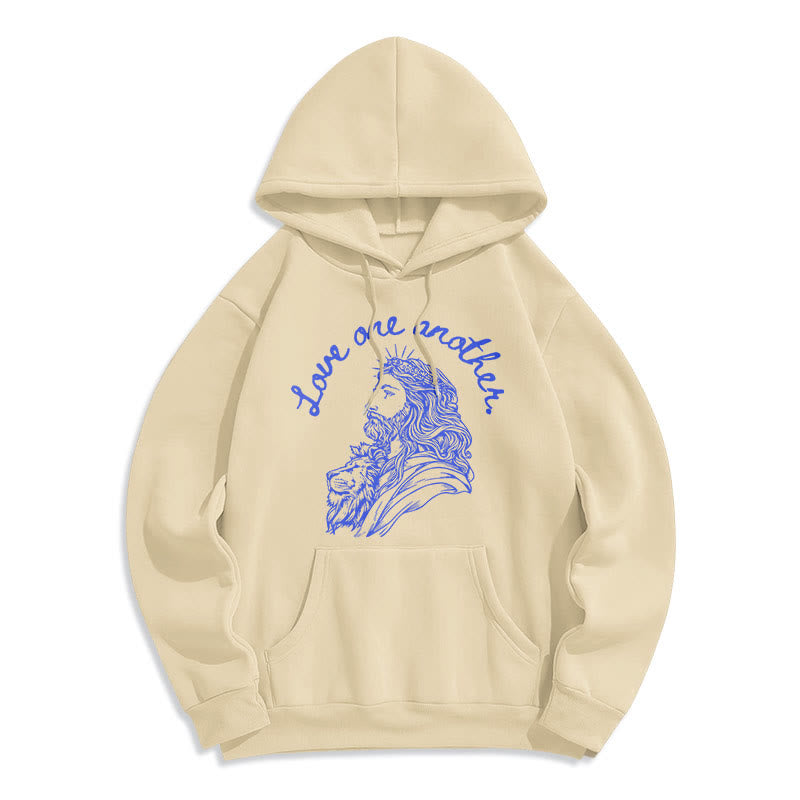 Christiandiscipleshop Classic Style Love One Another Jesus Fleece Lined Polyester Hoodie