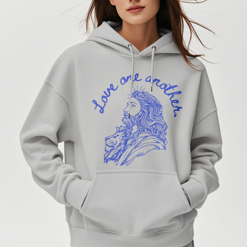 Christiandiscipleshop Classic Style Love One Another Jesus Fleece Lined Polyester Hoodie