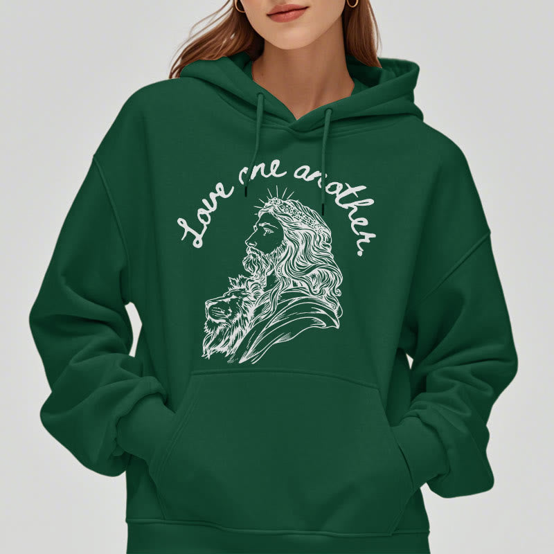 Christiandiscipleshop Classic Style Love One Another Jesus Fleece Lined Polyester Hoodie