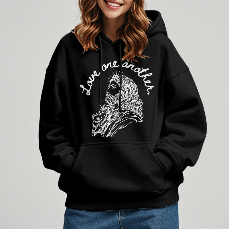 Christiandiscipleshop Classic Style Love One Another Jesus Fleece Lined Polyester Hoodie