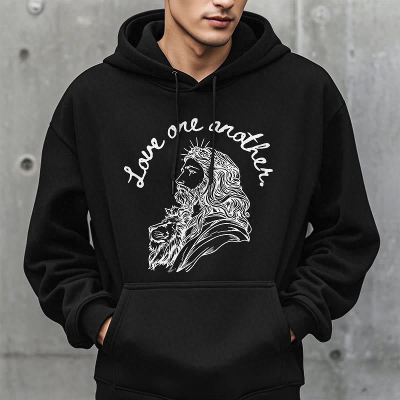 Christiandiscipleshop Classic Style Love One Another Jesus Fleece Lined Polyester Hoodie