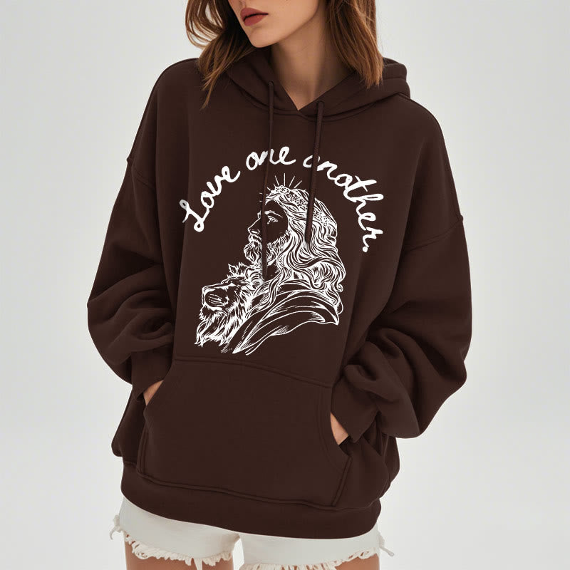 Christiandiscipleshop Classic Style Love One Another Jesus Fleece Lined Polyester Hoodie