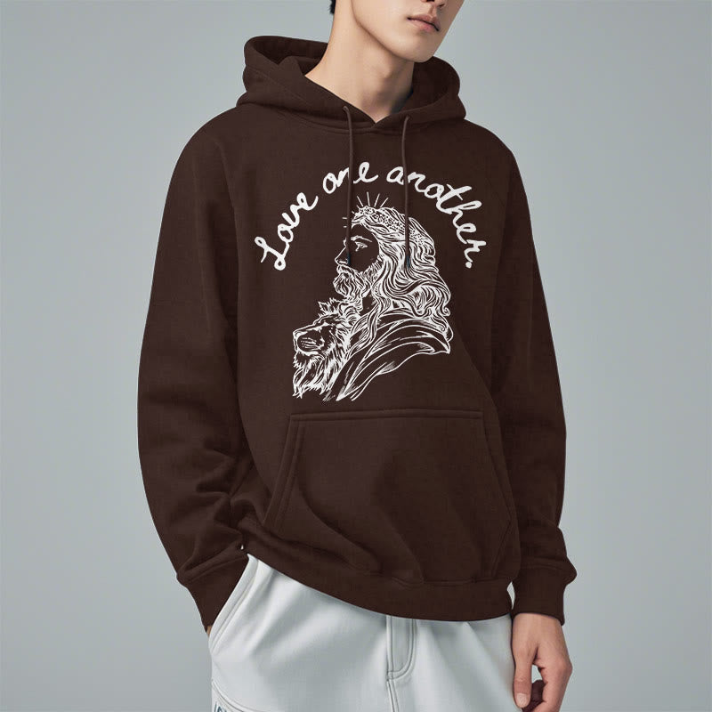 Christiandiscipleshop Classic Style Love One Another Jesus Fleece Lined Polyester Hoodie