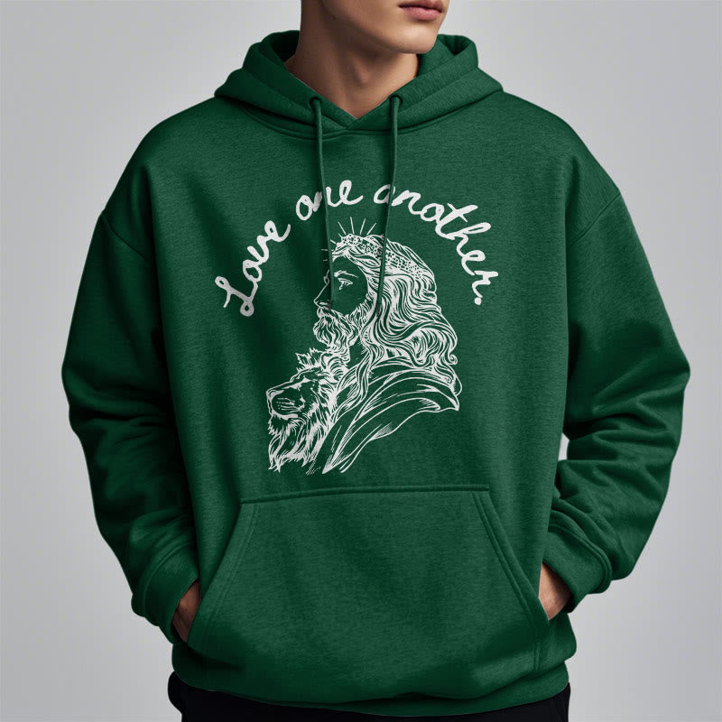 Christiandiscipleshop Classic Style Love One Another Jesus Fleece Lined Polyester Hoodie