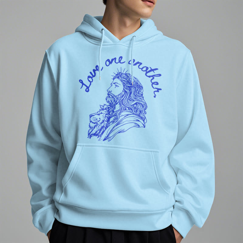 Christiandiscipleshop Classic Style Love One Another Jesus Fleece Lined Polyester Hoodie
