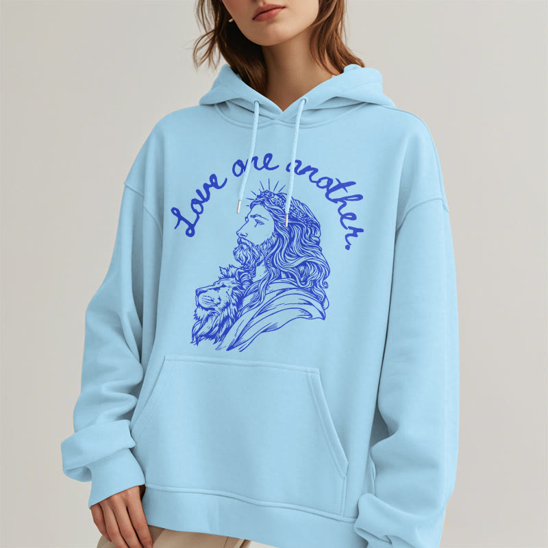 Christiandiscipleshop Classic Style Love One Another Jesus Fleece Lined Polyester Hoodie