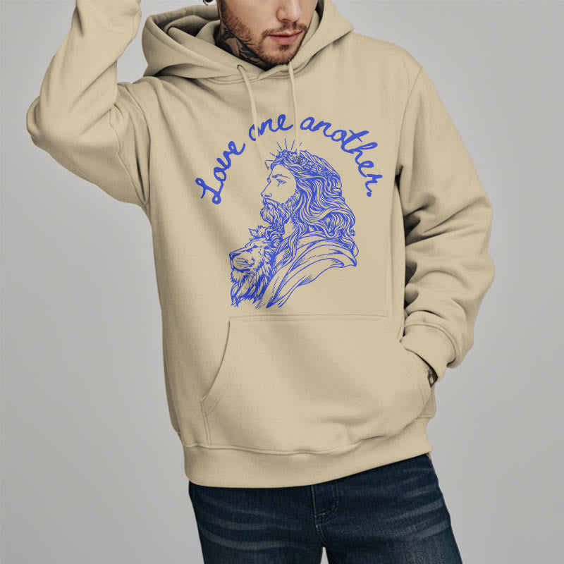 Christiandiscipleshop Classic Style Love One Another Jesus Fleece Lined Polyester Hoodie