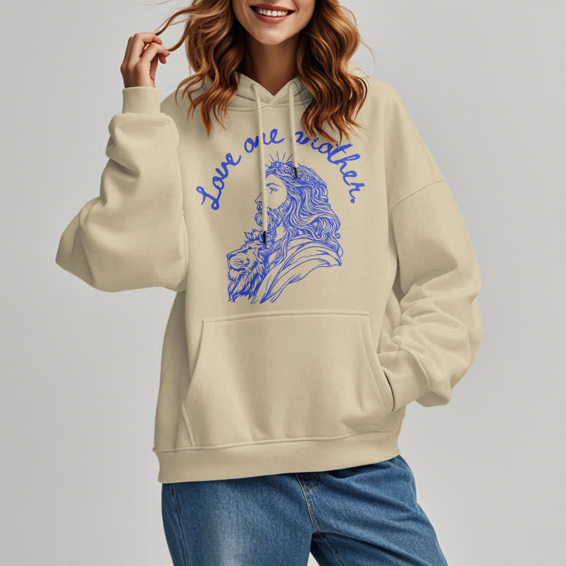 Christiandiscipleshop Classic Style Love One Another Jesus Fleece Lined Polyester Hoodie
