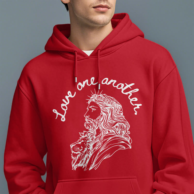 Christiandiscipleshop Classic Style Love One Another Jesus Fleece Lined Polyester Hoodie