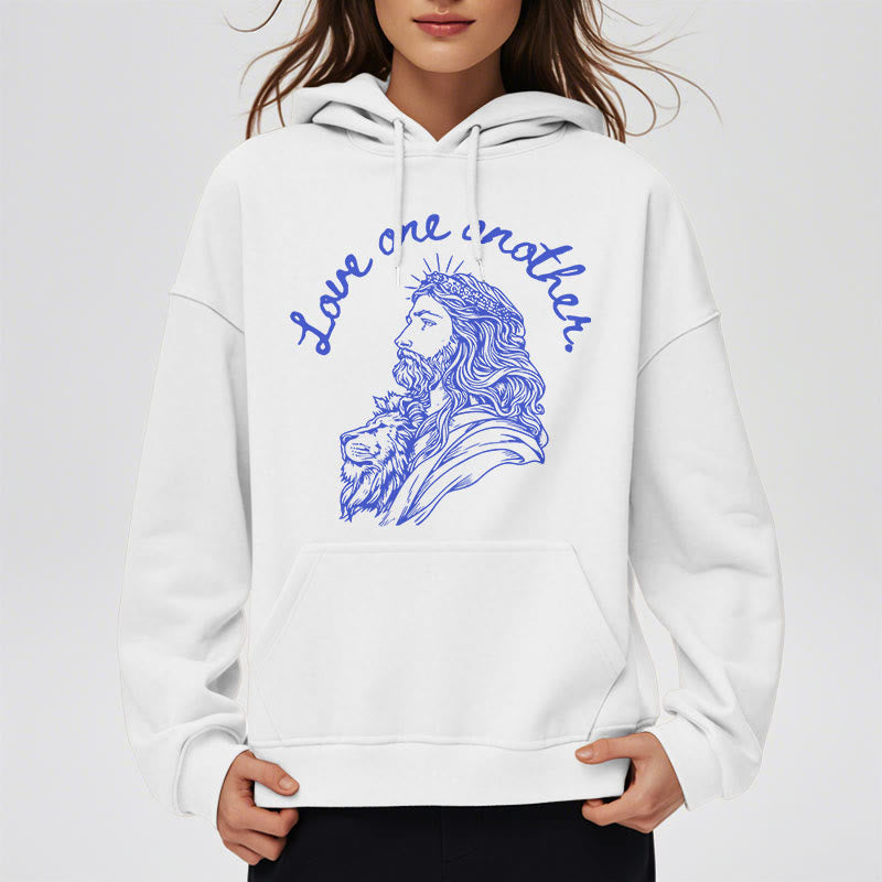 Christiandiscipleshop Classic Style Love One Another Jesus Fleece Lined Polyester Hoodie