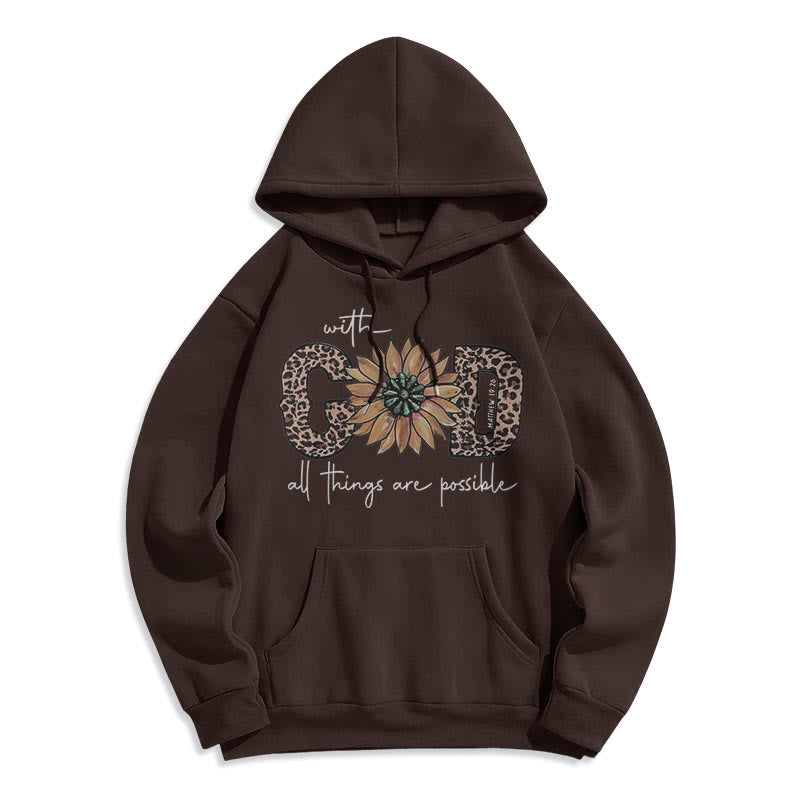 Christiandiscipleshop Quotation Style With God All Things Are Possible Fleece Lined Polyester Hoodie