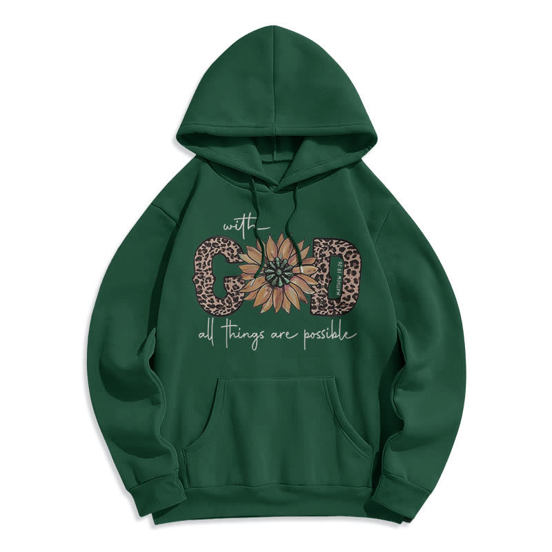 Christiandiscipleshop Quotation Style With God All Things Are Possible Fleece Lined Polyester Hoodie