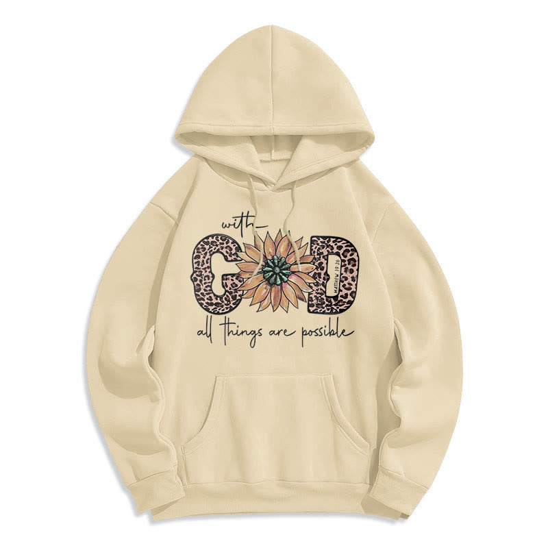 Christiandiscipleshop Quotation Style With God All Things Are Possible Fleece Lined Polyester Hoodie