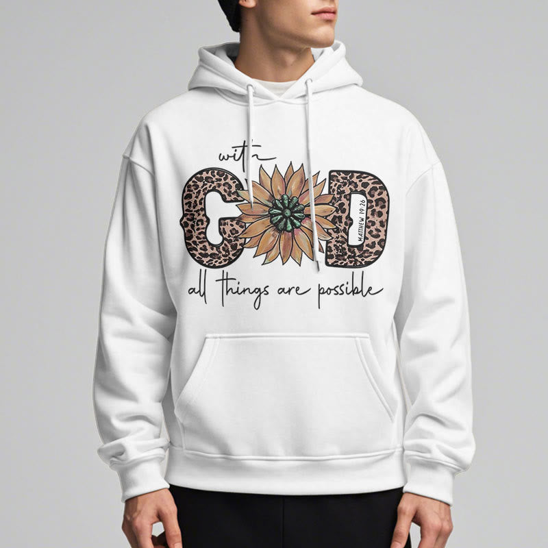 Christiandiscipleshop Quotation Style With God All Things Are Possible Fleece Lined Polyester Hoodie