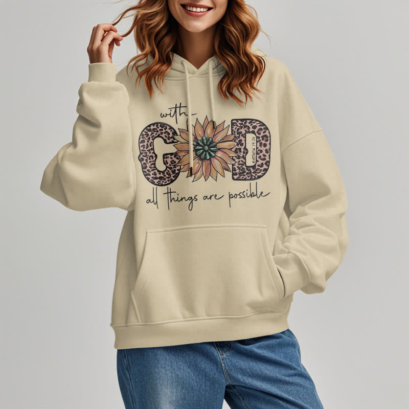 Christiandiscipleshop Quotation Style With God All Things Are Possible Fleece Lined Polyester Hoodie
