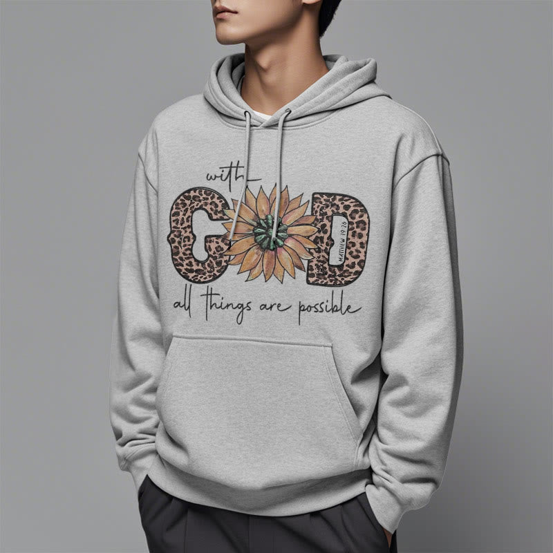 Christiandiscipleshop Quotation Style With God All Things Are Possible Fleece Lined Polyester Hoodie