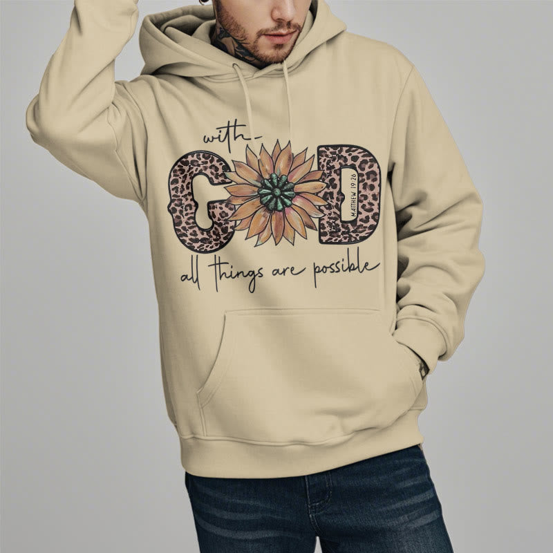 Christiandiscipleshop Quotation Style With God All Things Are Possible Fleece Lined Polyester Hoodie