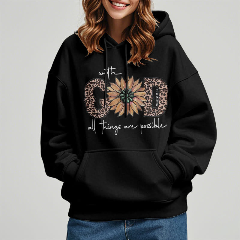 Christiandiscipleshop Quotation Style With God All Things Are Possible Fleece Lined Polyester Hoodie