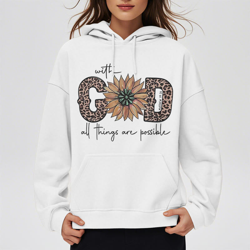 Christiandiscipleshop Quotation Style With God All Things Are Possible Fleece Lined Polyester Hoodie