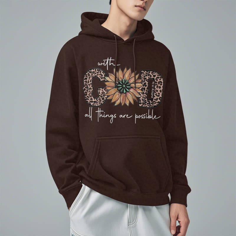 Christiandiscipleshop Quotation Style With God All Things Are Possible Fleece Lined Polyester Hoodie