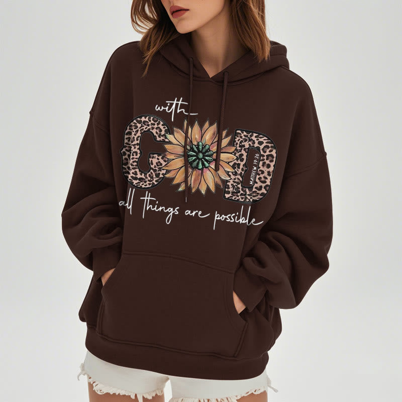 Christiandiscipleshop Quotation Style With God All Things Are Possible Fleece Lined Polyester Hoodie