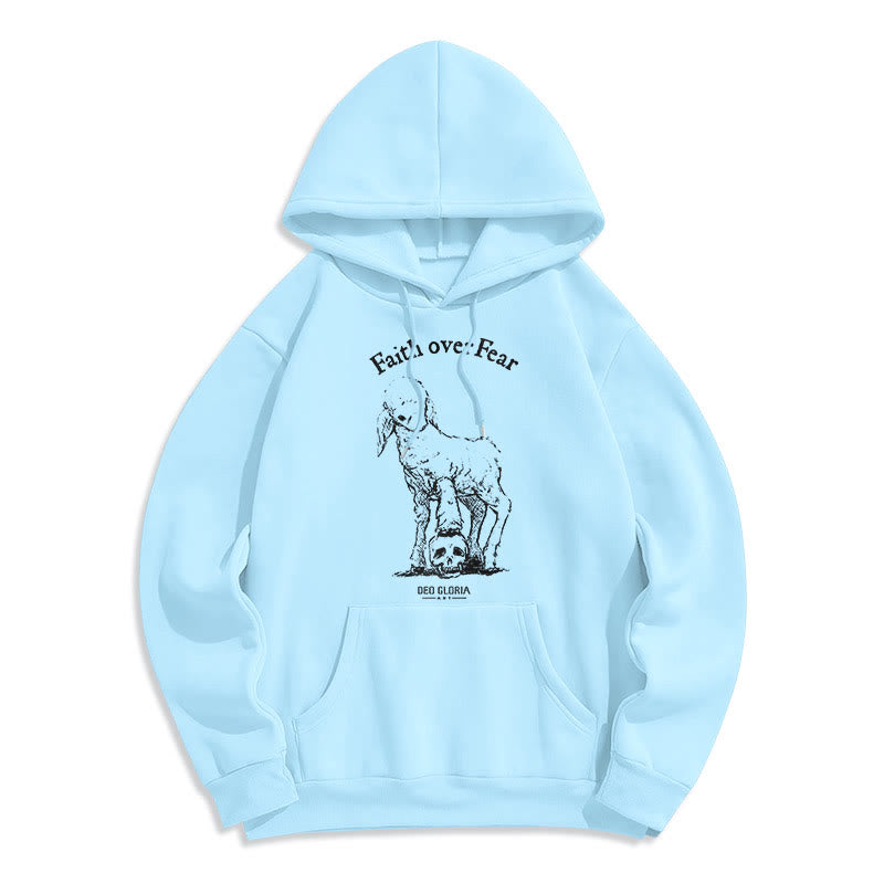 Christiandiscipleshop Quotation Style Faith Over Fear Lamb Fleece Lined Polyester Hoodie